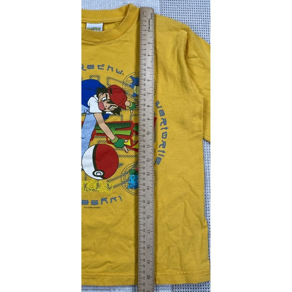 Vintage Pokemon Ash 2000 Nintendo Long Sleeve T-Shirt Yellow Small (6-8)‎